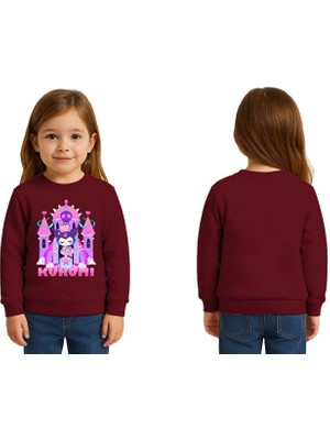 Sedirli Unisex Kuromi Baskılı Çocuk Swaetshirt 3 Iplik Şardonlu