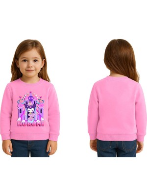 Sedirli Unisex Kuromi Baskılı Çocuk Swaetshirt 3 Iplik Şardonlu