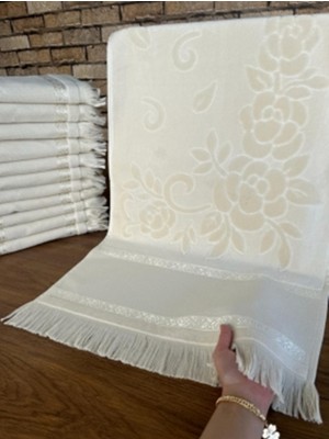 Mysoft Krem 3 Adet - 50*90 cm Etamin ve Kanaviçe Işlemelik Havlu