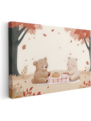 Artarilion Yatay Kanvas Tablo Salon Tablosu Sevimli Ayıcıklar Kanvas Duvar Tablosu
