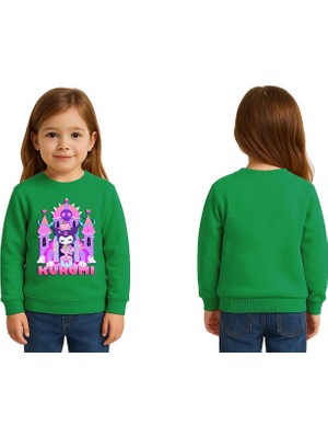 Sedirli Unisex Kuromi Baskılı Çocuk Swaetshirt 3 Iplik Şardonlu