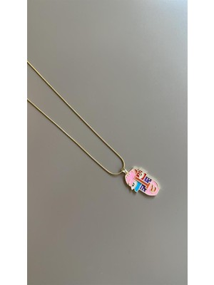 Royaleks Mineli Yüz Desenli Kolye - Çok Renkli