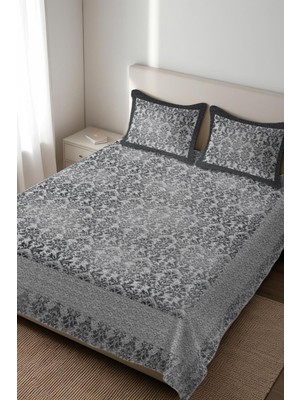 Dolce Mariee Parlak Kadife Kumaş Kapitoneli Çift Kişilik Yatak Örtüsü Seti (3 Parça) CKY0052