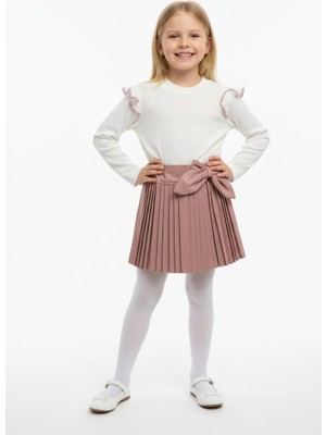 Miss Melinda Deri Etekli Fırfır Detaylı Bluz Kız Çocuk Takım