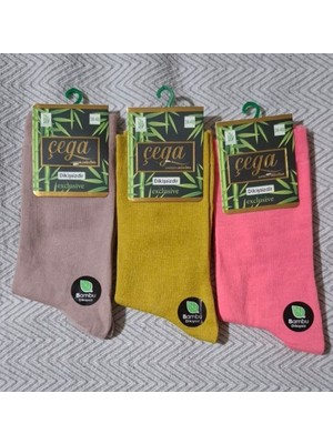 Multipa Çega Bambu Şık Kadın Çorabı Soket 3 Çift