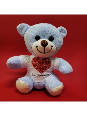 Kalpli Seni Seviyorum Yazılı Tişörtlü Peluş Ayıcık TEKNOBARAN-79895