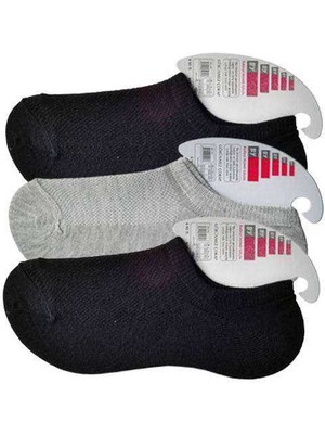 Zenvia Siyah ve Gri Kadın Görünmez Çorap 3 Çift (ZNV-556) ZNV_21470
