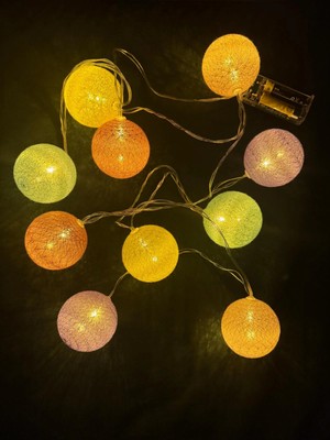 2m 10'lu Işıklı Renkli Top Dekoratif Süs Pilli MZ-312 Kozmix