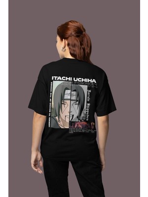 Sevbano Naruto Shippuden Itachi Uchiha Sırt Baskılı Unisex Oversize Anime Karakter Tişört