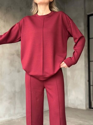 Alfanora Osy Modal Yumuşak Dokulu Kumaş Bisiklet Yaka Takım- Bordo