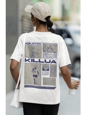 Sevbano Zoldyck Killua Sırt Baskılı Unisex Oversize Hunter x Hunter Anime Tişört