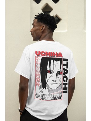 Sevbano Naruto Itachi Uchiha Sırt Baskılı Unisex Oversize Anime Tişört