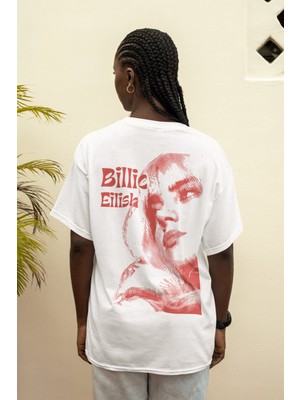 Sevbano Billie Eilish Sırt Baskılı Unisex Oversize Şarkıcı Tişört