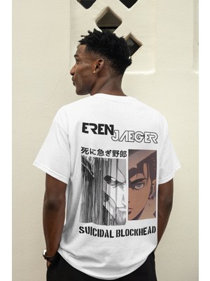 Sevbano Eren Yaeger Attack On Titan Sırt Baskılı Unisex Oversize Anime Tişört