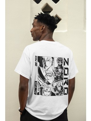 Sevbano One Piece Roronoa Zoro Sırt Baskılı Unisex Oversize Anime Tişört