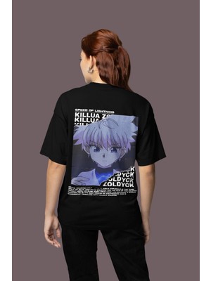 Sevbano Hunter x Hunter Killua Zoldyck Sırt Baskılı Unisex Oversize Anime Tişört