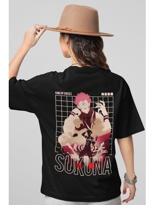 Sevbano Jujutsu Kaisen Ryomen Sukuna Sırt Baskılı Unisex Oversize Anime Tişört