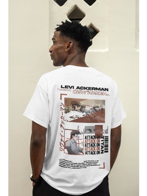 Sevbano Attack On Titan Levi Ackerman Sırt Baskılı Unisex Oversize Anime Tişört