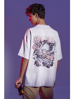 Sevbano One Piece Monkey D. Luffy Sırt Baskılı Unisex Oversize Anime Tişört