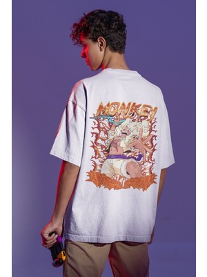 Sevbano Monkey D. Luffy Sırt Baskılı Unisex Oversize One Piece Anime Tişört
