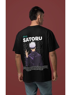 Sevbano Jujutsu Kaisen Gojo Satoru Sırt Baskılı Unisex Oversize Anime Tişört