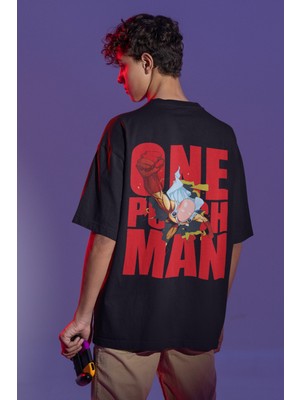 Sevbano One Punch Man Sırt Baskılı Unisex Oversize Anime Tişört