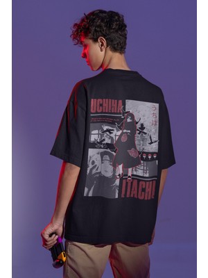 Sevbano Uchiha Itachi Naruto Sırt Baskılı Unisex Oversize Anime Tişört