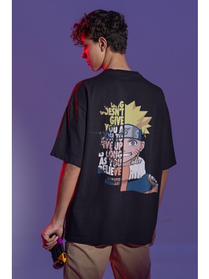 Sevbano Naruto Uzumaki Sırt Baskılı Unisex Oversize Anime Tişört