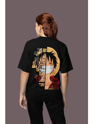 Sevbano Monkey D. Luffy One Piece Sırt Baskılı Unisex Oversize Anime Tişört