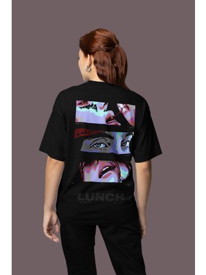 Sevbano Tasarım Billie Eilish Lunch Sırt Baskılı Unisex Oversize Şarkıcı Tişört