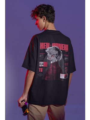 Sevbano Tokyo Ghoul Ken Kaneki Sırt Baskılı Unisex Oversize Anime Tişört