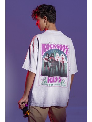 Sevbano Kiss Rock Metal Sırt Baskılı Unisex Oversize Müzik Grubu Tişört