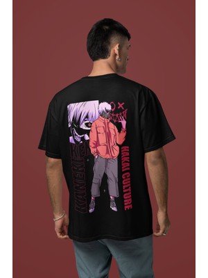 Sevbano Ken Kaneki Tokyo Ghoul Sırt Baskılı Unisex Oversize Hakai Culture Yazılı Anime Tişört