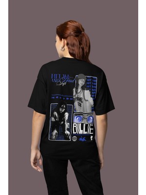 Sevbano Hit Me Hard And Soft Tasarım Billie Eilish Sırt Baskılı Unisex Oversize Şarkıcı Tişört