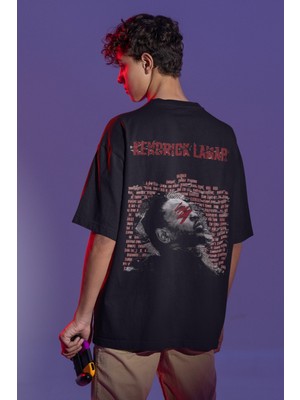 Sevbano Kendrick Lamar Rapper Sırt Baskılı Unisex Oversize Şarkıcı Tişört