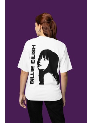 Sevbano Billie Eilish Sırt Baskılı Unisex Oversize Şarkıcı Tişört