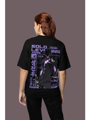 Sevbano Solo Leveling Arise Sırt Baskılı Unisex Oversize Anime Tişört