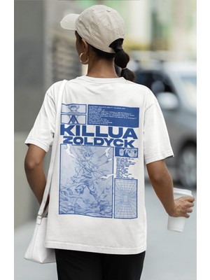 Sevbano Killua Zoldyck Sırt Baskılı Unisex Oversize Anime Tişört