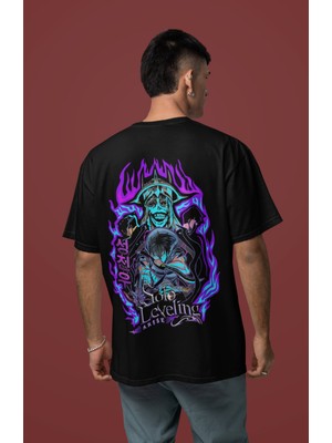 Sevbano Solo Leveling Arise Sırt Baskılı Unisex Oversize Anime Karakter Tişört