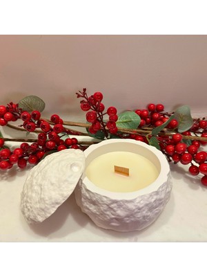 Glaze Mud Ay Görünümlü Kapaklı Dekoratif Mum | Minimal Ev & Ortam Mumu
