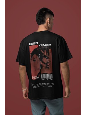 Sevbano Eren Yeager Attack On Titan Sırt Baskılı Unisex Oversize Anime Tişört