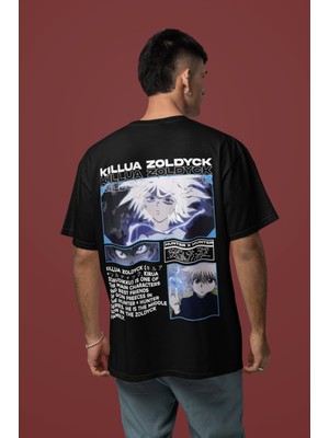 Sevbano Hunter x Hunter Killua Zoldyck Sırt Baskılı Unisex Oversize Anime Manga Tişört