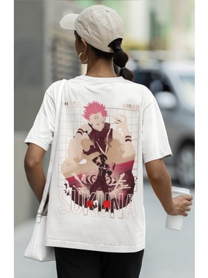 Sevbano Jujutsu Kaisen Ryomen Sukuna Sırt Baskılı Unisex Oversize Anime Tişört