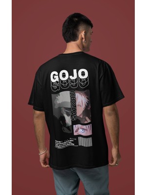 Sevbano Gojo Satoru Jujutsu Kaisen Sırt Baskılı Unisex Oversize Anime Tişört