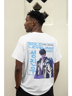 Sevbano Solo Leveling Sung Jinwoo Sırt Baskılı Unisex Oversize Anime Tişört