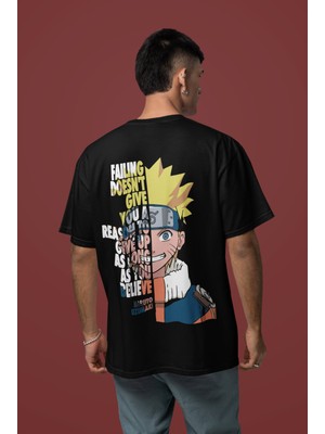 Sevbano Naruto Uzumaki Sırt Baskılı Unisex Oversize Anime Tişört