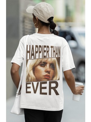 Sevbano Happier Than Ever Billie Eilish Sırt Baskılı Unisex Oversize Şarkıcı Tişört