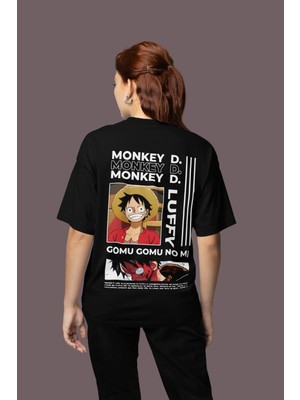 Sevbano Monkey D. Luffy One Piece Sırt Baskılı Unisex Oversize Anime Tişört