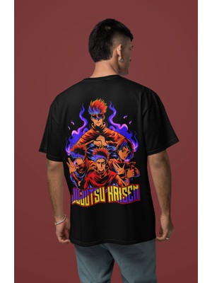 Sevbano Jujutsu Kaisen Gojo Sırt Baskılı Unisex Oversize Anime Karakter Tişört