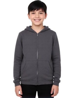 Jelibon Unisex Çocuk 3 Iplik Şardonlu Fermuarlı Kapüşonlu Okul HIRKA-439632